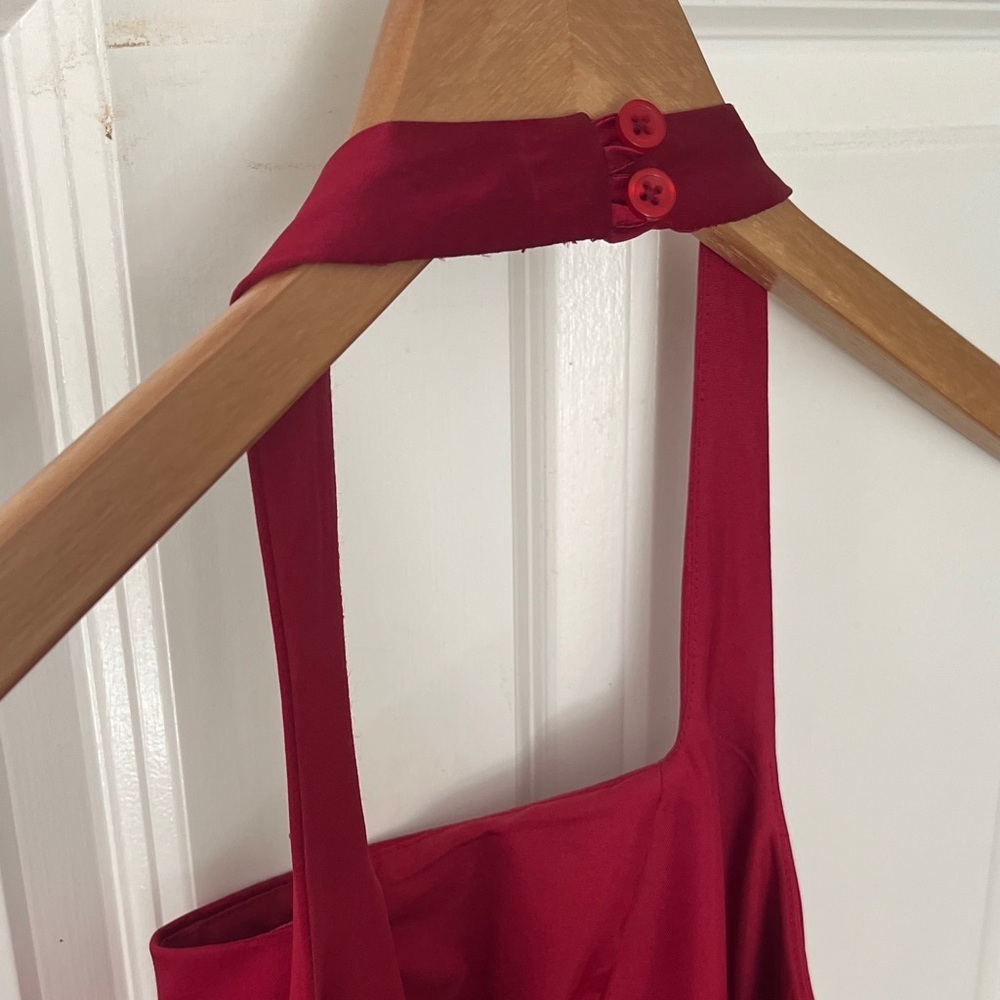 Michaelangelo Red Beaded embroidered halter full length gown prom, bridesmaid - Picture 12 of 12